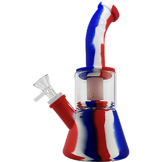 LuvBuds - 9" Silicone Beaker Bong/Rig with Shower Perc, Assorted Colors May Vary