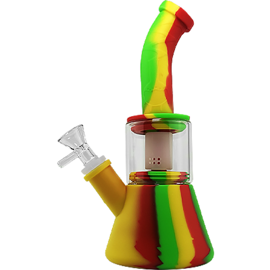 LuvBuds - 9" Silicone Beaker Bong/Rig with Shower Perc, Assorted Colors May Vary